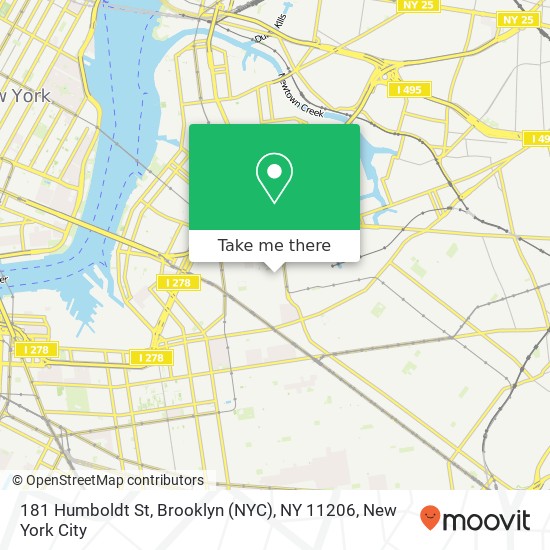 Mapa de 181 Humboldt St, Brooklyn (NYC), NY 11206