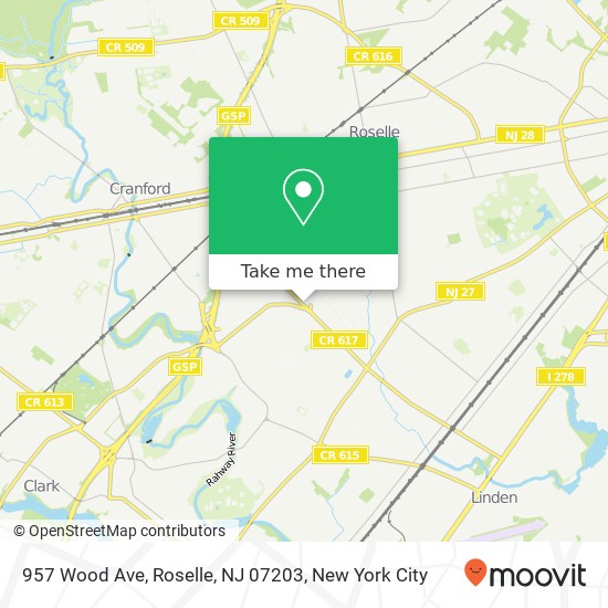 Mapa de 957 Wood Ave, Roselle, NJ 07203