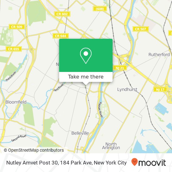 Nutley Amvet Post 30, 184 Park Ave map