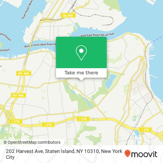 Mapa de 202 Harvest Ave, Staten Island, NY 10310