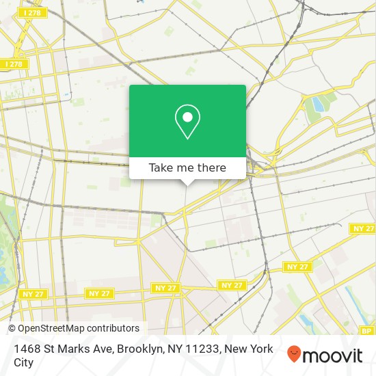 Mapa de 1468 St Marks Ave, Brooklyn, NY 11233