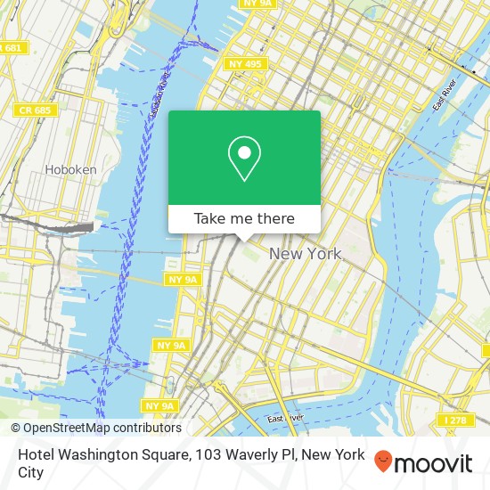 Mapa de Hotel Washington Square, 103 Waverly Pl