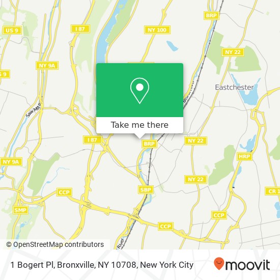 Mapa de 1 Bogert Pl, Bronxville, NY 10708