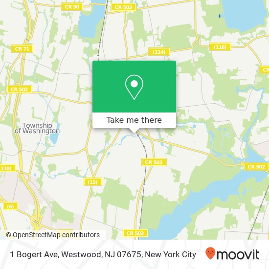 Mapa de 1 Bogert Ave, Westwood, NJ 07675