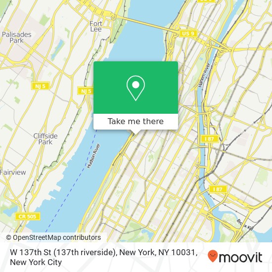 W 137th St (137th riverside), New York, NY 10031 map