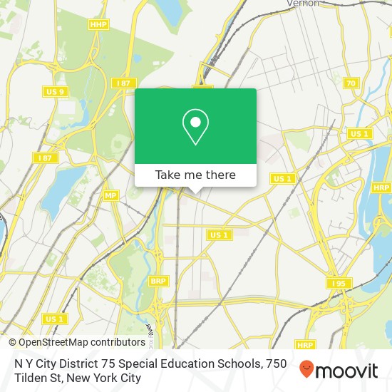 N Y City District 75 Special Education Schools, 750 Tilden St map