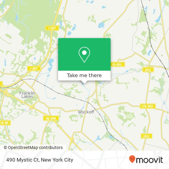 Mapa de 490 Mystic Ct, Wyckoff, NJ 07481