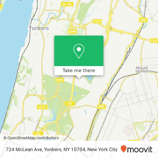 Mapa de 724 McLean Ave, Yonkers, NY 10704
