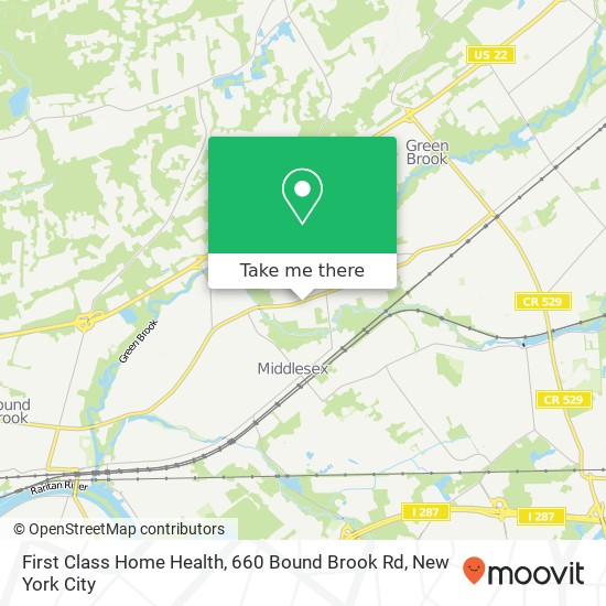 Mapa de First Class Home Health, 660 Bound Brook Rd