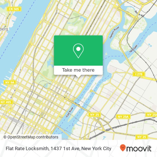 Mapa de Flat Rate Locksmith, 1437 1st Ave