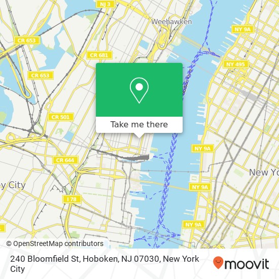 Mapa de 240 Bloomfield St, Hoboken, NJ 07030