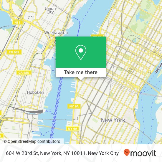 Mapa de 604 W 23rd St, New York, NY 10011