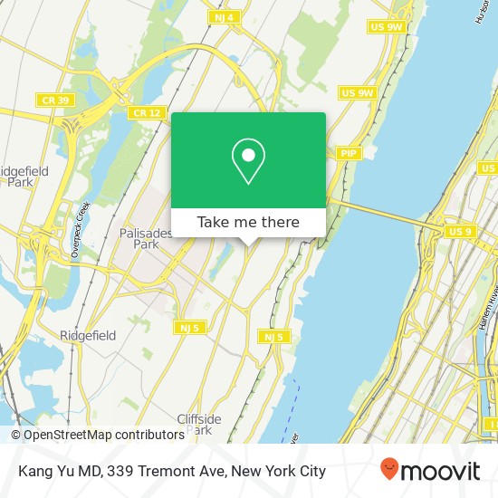 Kang Yu MD, 339 Tremont Ave map