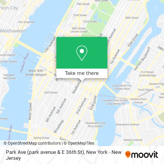 Mapa de Park Ave (park avenue & E 36th St)