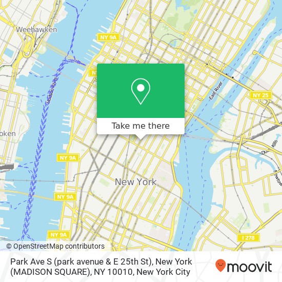 Park Ave S (park avenue & E 25th St), New York (MADISON SQUARE), NY 10010 map