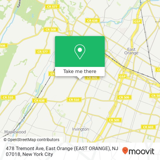 478 Tremont Ave, East Orange (EAST ORANGE), NJ 07018 map