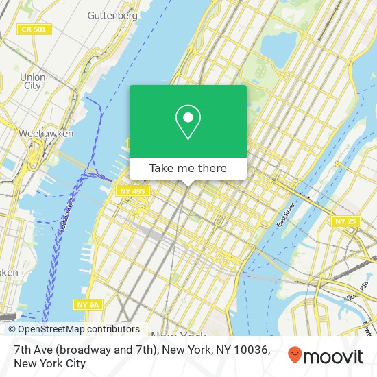 Mapa de 7th Ave (broadway and 7th), New York, NY 10036