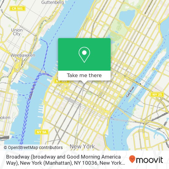 Mapa de Broadway (broadway and Good Morning America Way), New York (Manhattan), NY 10036