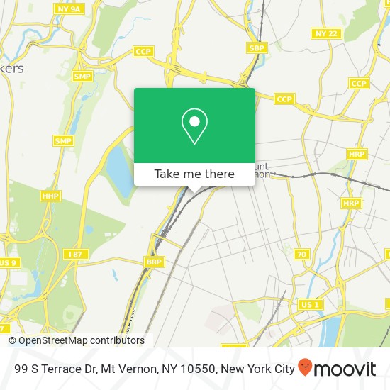 Mapa de 99 S Terrace Dr, Mt Vernon, NY 10550