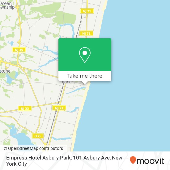 Mapa de Empress Hotel Asbury Park, 101 Asbury Ave