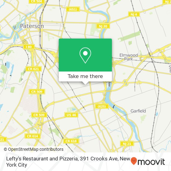 Mapa de Lefty's Restaurant and Pizzeria, 391 Crooks Ave