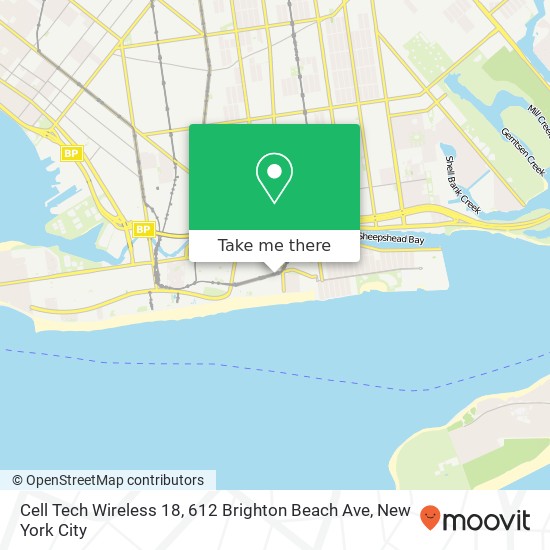 Mapa de Cell Tech Wireless 18, 612 Brighton Beach Ave