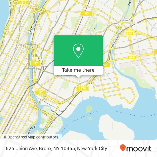 Mapa de 625 Union Ave, Bronx, NY 10455