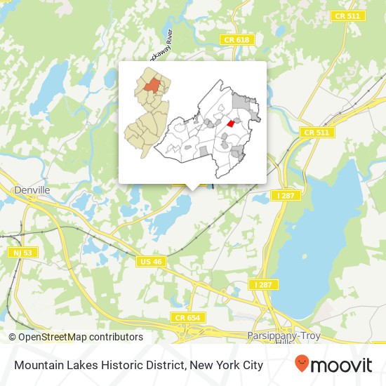 Mountain Lakes Historic District map