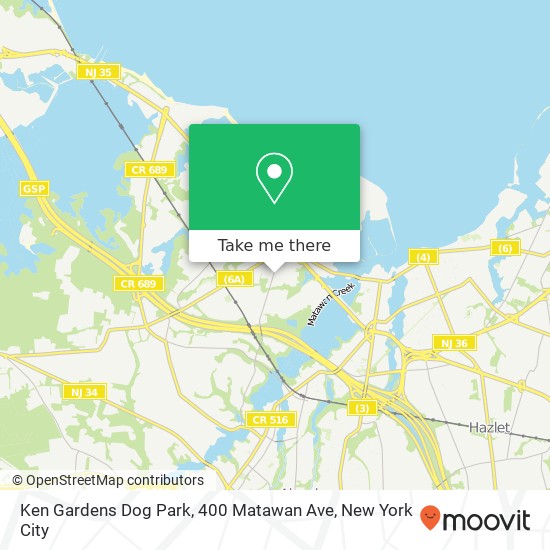 Ken Gardens Dog Park, 400 Matawan Ave map