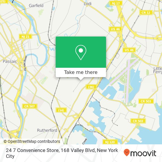 Mapa de 24 7 Convenience Store, 168 Valley Blvd