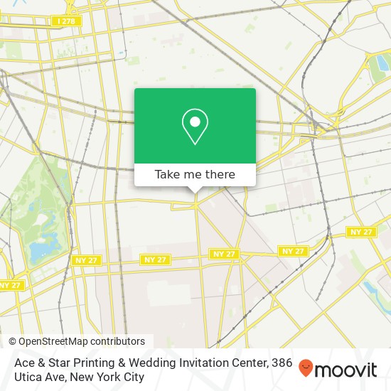 Mapa de Ace & Star Printing & Wedding Invitation Center, 386 Utica Ave