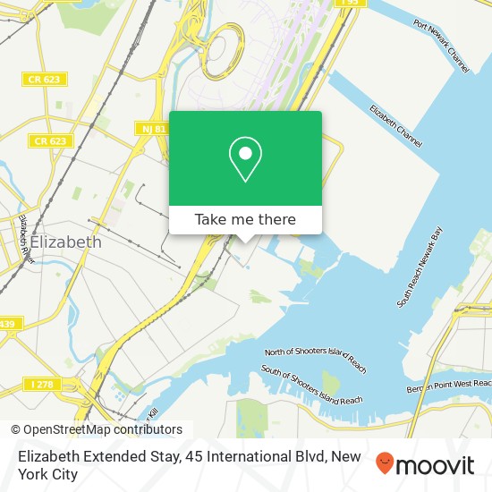 Mapa de Elizabeth Extended Stay, 45 International Blvd