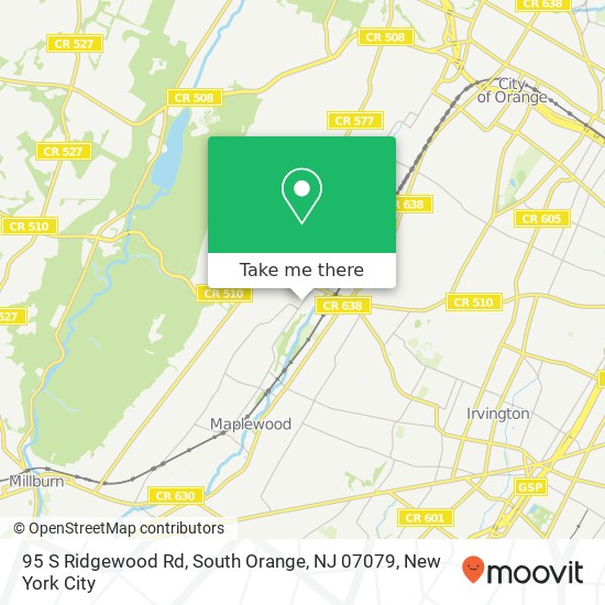 Mapa de 95 S Ridgewood Rd, South Orange, NJ 07079
