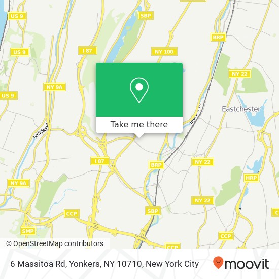 Mapa de 6 Massitoa Rd, Yonkers, NY 10710
