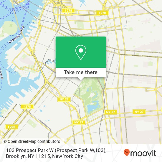 Mapa de 103 Prospect Park W (Prospect Park W,103), Brooklyn, NY 11215