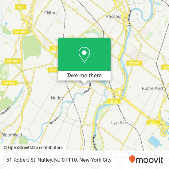 Mapa de 51 Robert St, Nutley, NJ 07110
