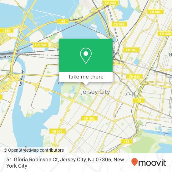 Mapa de 51 Gloria Robinson Ct, Jersey City, NJ 07306