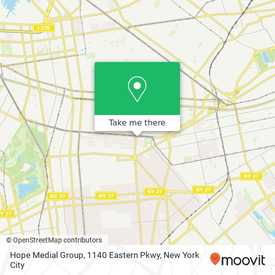 Mapa de Hope Medial Group, 1140 Eastern Pkwy