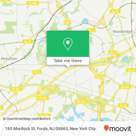 Mapa de 185 Murdock St, Fords, NJ 08863