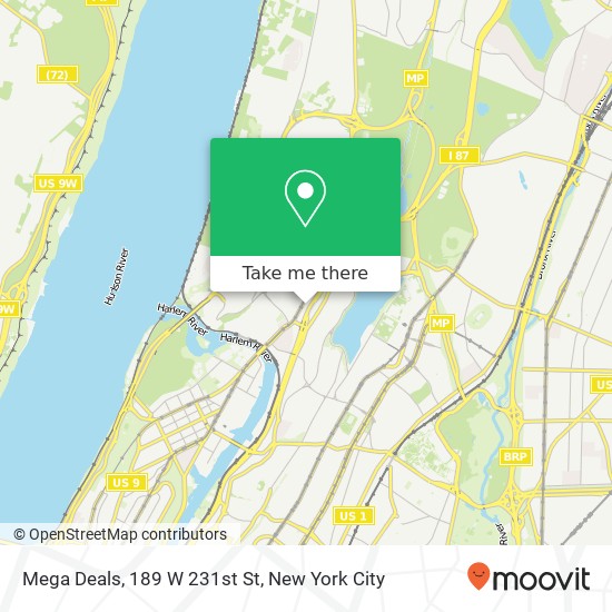 Mega Deals, 189 W 231st St map