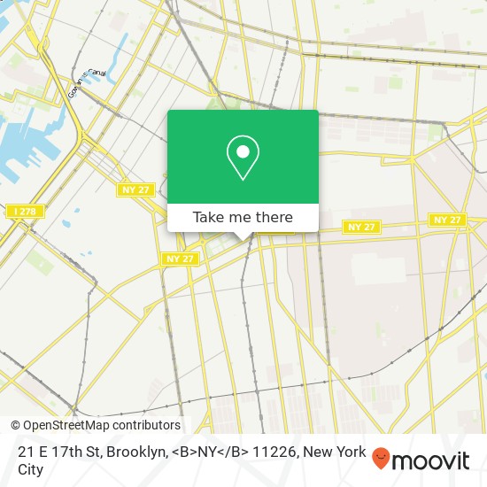 Mapa de 21 E 17th St, Brooklyn, <B>NY< / B> 11226