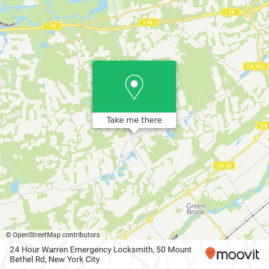 Mapa de 24 Hour Warren Emergency Locksmith, 50 Mount Bethel Rd