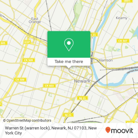 Mapa de Warren St (warren lock), Newark, NJ 07103