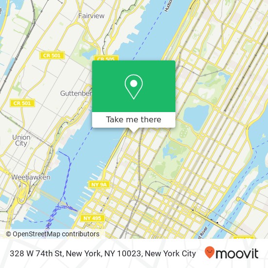 Mapa de 328 W 74th St, New York, NY 10023