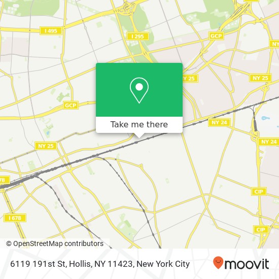 Mapa de 6119 191st St, Hollis, NY 11423