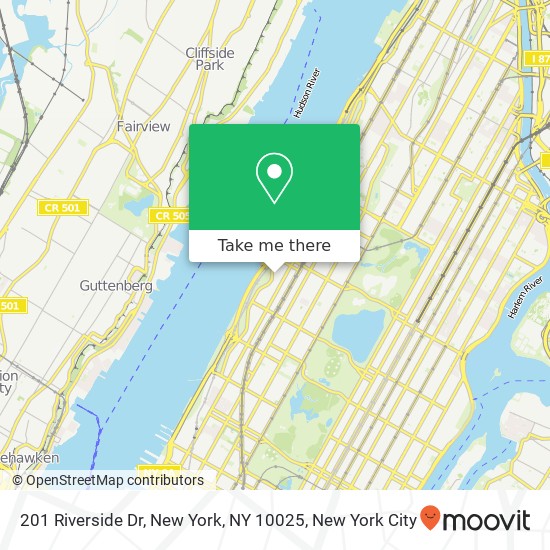 Mapa de 201 Riverside Dr, New York, NY 10025