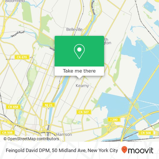 Feingold David DPM, 50 Midland Ave map