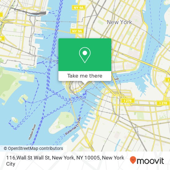 Mapa de 116,Wall St Wall St, New York, NY 10005