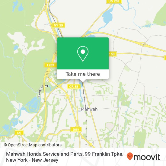 Mapa de Mahwah Honda Service and Parts, 99 Franklin Tpke