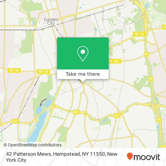Mapa de 42 Patterson Mews, Hempstead, NY 11550